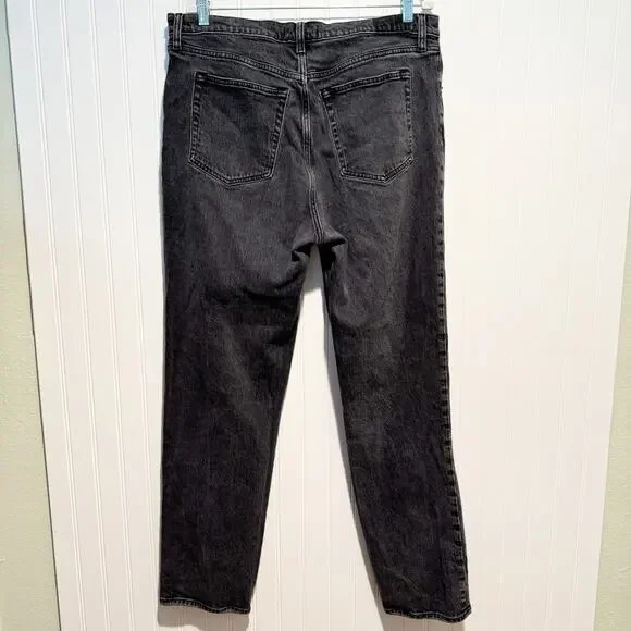 Abercrombie Fitch 90s Straight Ultra High Rise Jeans Washed Black Size 16 Long - Picture 5 of 6